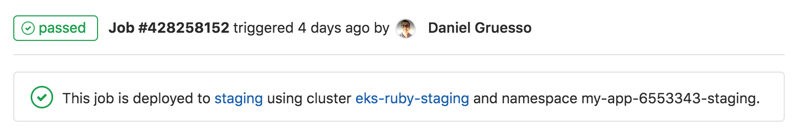 Display Kubernetes namespace on the job page